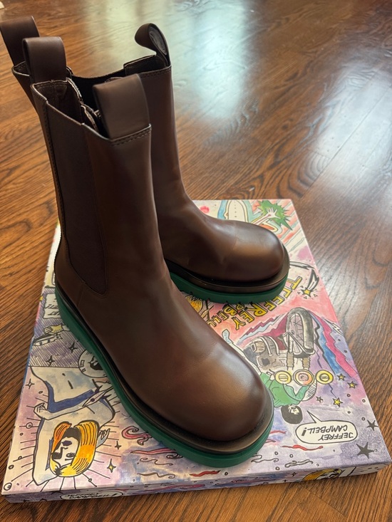 Jeffrey Campbell Shoes - 🦄🦄 JEFFERY  CAMPBELL Brown Leather Chelsea Boots with Green Platform Sole